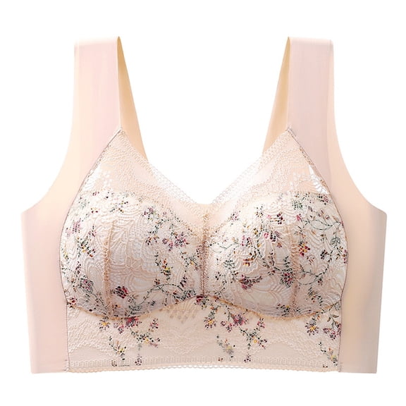 ZHENHONG Bras for Women Seamless Plain Push Up Bras Ladies' No Underwire Full Cup Bras Beige L