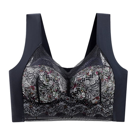 ZHENHONG Bras for Women Seamless Plain Push Up Bras Ladies' No Underwire Full Cup Bras Black L