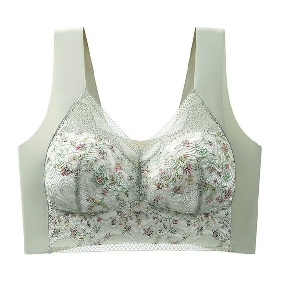 ZHENHONG Bras for Women Seamless Plain Push Up Bras Ladies' No Underwire Full Cup Bras Green L