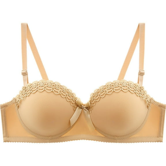 ZHENHONG Bras for Women Soft Ventilate Comfortable Half Cup Bras Charming No Underwire Women's Underwear Beige 32