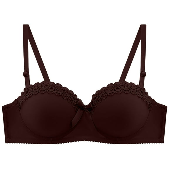 ZHENHONG Bras for Women Soft Ventilate Comfortable Half Cup Bras Charming No Underwire Women's Underwear Brown 32