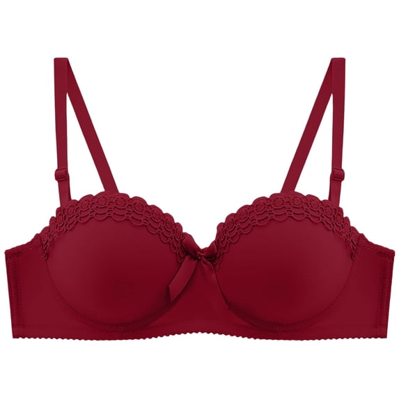 ZHENHONG Bras for Women Soft Ventilate Comfortable Half Cup Bras Charming No Underwire Women's Underwear Red 34