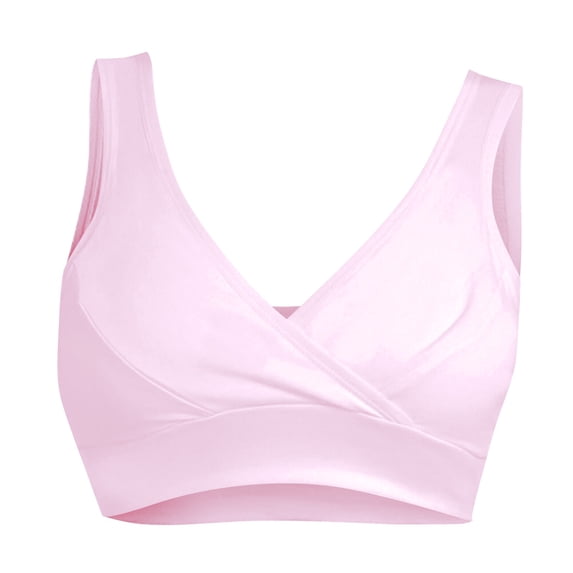 ZHENHONG Bras for Women Solid Front Wraps Breathable Wire Sleep Nursing Bra Breastfeeding Tank Maternity Bras Pink XXXXL