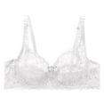 thumbnail image 1 of ZHENHONG Bras for Women Underwire Bra Lace Floral Bra Unlined Unpadded Plus Size Full Coverage Bra White 40, 1 of 9