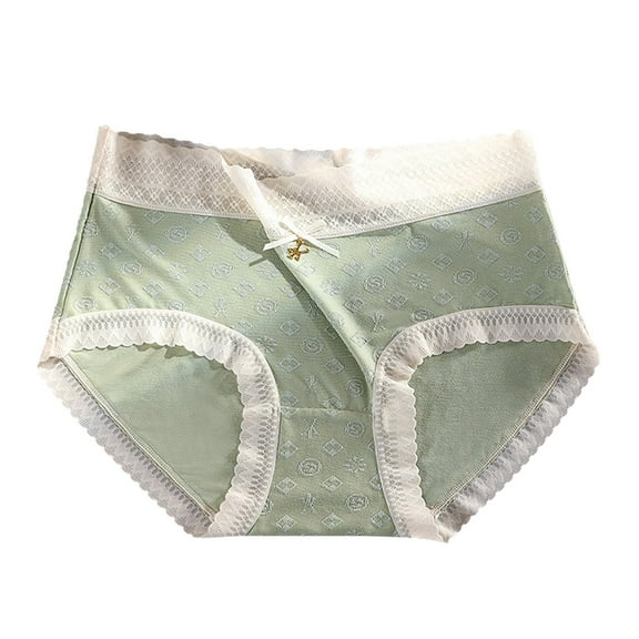 ZHENHONG Briefs for Women Mid Waist Pure Cotton Breathable and Seamless Relief Printing Bow Panties