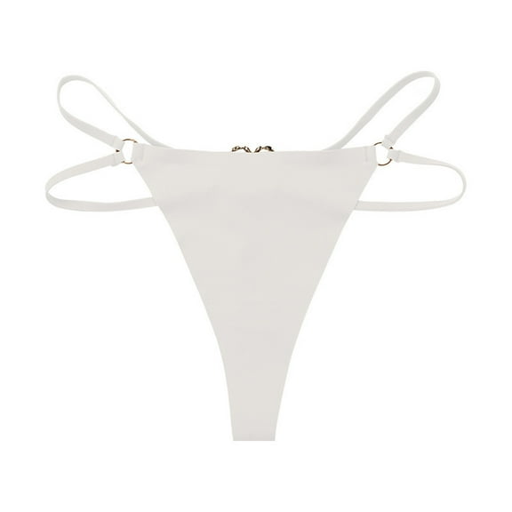 ZHENHONG Briefs for Women Sexy Double Strap Panties Love Ring Buckle Seamless Ice Silk Thong Panties