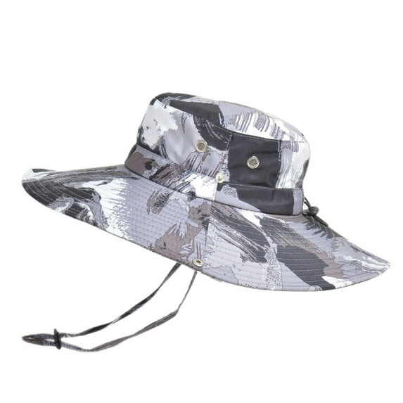 ZHENHONG Bucket Hats for Men Mountaineering Camouflage Outdoor Foldable Sunscreen Hat Casual Headwear Black