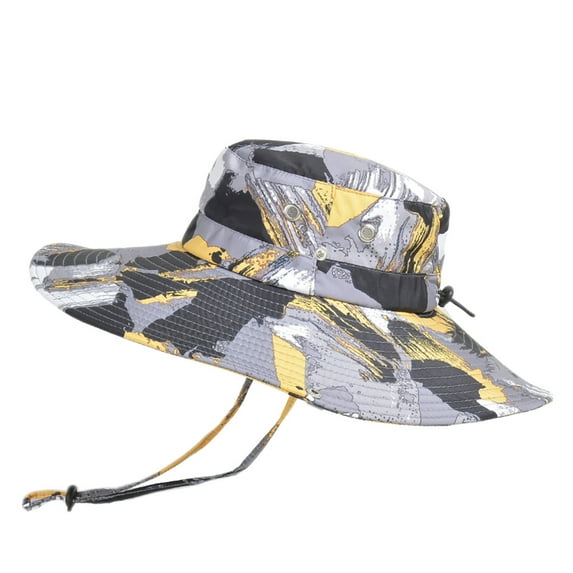 ZHENHONG Bucket Hats for Men Mountaineering Camouflage Outdoor Foldable Sunscreen Hat Casual Headwear Yellow