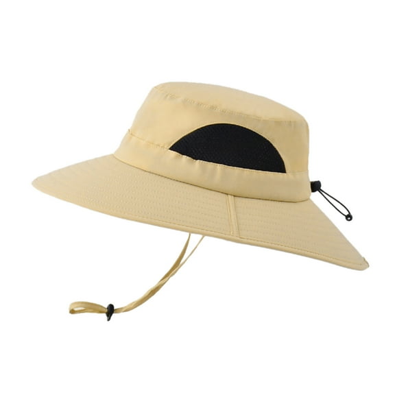 ZHENHONG Bucket Hats for Men Mountaineering Solid Color Outdoor Foldable Breathable Sunscreen Hat Casual Headwear Beige