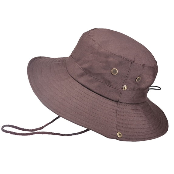 ZHENHONG Bucket Hats for Men Summer Outdoor Sun Hat Comfortable Adjustable Fishing Hat Casual Solid Color Headwear Coffee