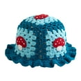 thumbnail image 1 of ZHENHONG Bucket Hats for Women Cartoon Crochet Bucket Hat Sweet Mesh Bolwer Hat Casual Solid Color Headwear Sky Blue, 1 of 4