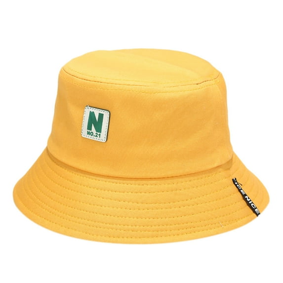 ZHENHONG Bucket Hats for Women Fashion Embroidery Outdoor Basin Hat Summer Sun Hat Casual Solid Color Headwear Yellow