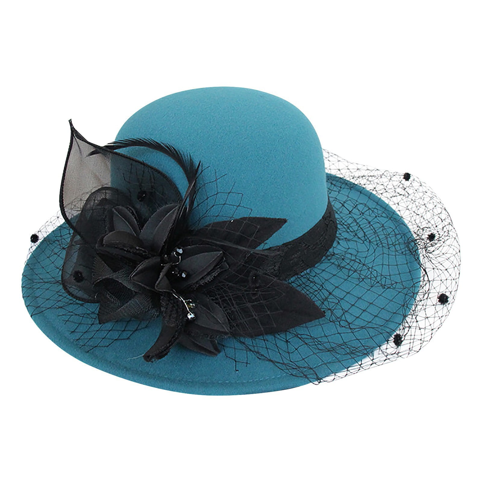 Elegant Teal and Black Women\'s Hat Forest Green Peacock Teal Statement Hatinator Womens  main image 2
