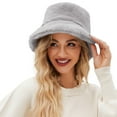 thumbnail image 1 of ZHENHONG Bucket Hats for Women Fuzzy Faux Superficial Knowledge Bucket Hat Fluffy Warm Soft Winter Fisherman Cap Furry Sun Hats, 1 of 2
