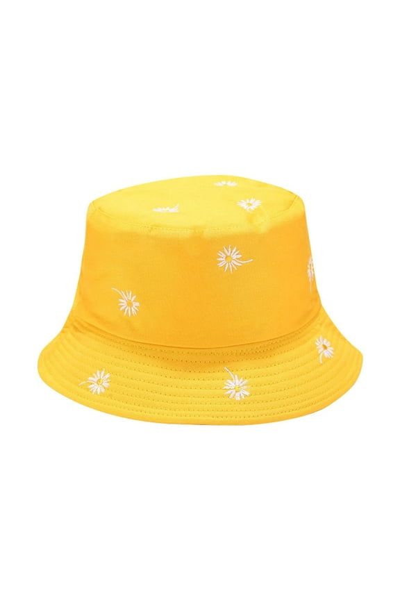 Bucket Hats for Women Printed Pattern Tie Dye Double Basin Hat Outdoor Sun Hat Casual Solid Headwear Yellow