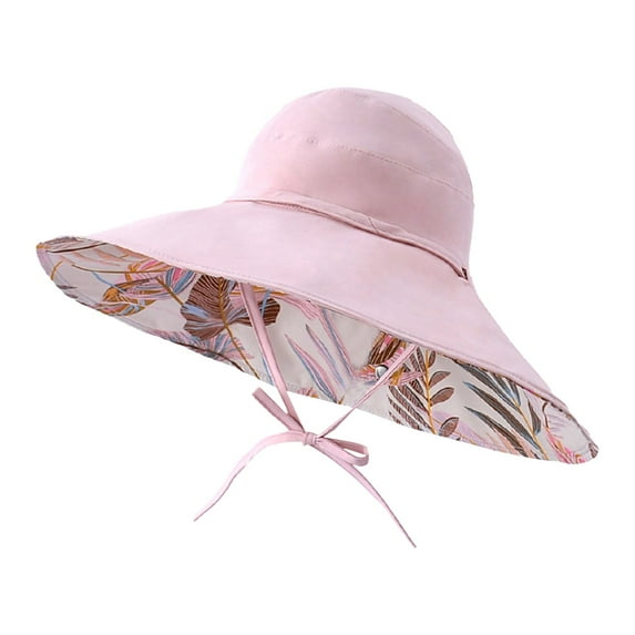 ZHENHONG Bucket Hats for Women Sun Hat Sun Hat Female Summer Half Empty Top Can Tie Ponytail Fisherman Hat Large Overhang Sunscreen Hat Sun Hats