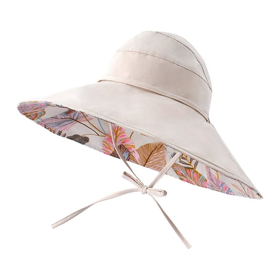 ZHENHONG Bucket Hats for Women Sun Hat Sun Hat Female Summer Half Empty Top Can Tie Ponytail Fisherman Hat Large Overhang Sunscreen Hat Sun Hats