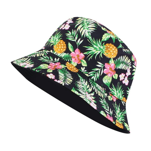 ZHENHONG Bucket Hats for Women Unisex Print Double Side Wear Reversible Bucket Hat Trendy Cotton Twill Canvas Sun Fishing Hat Fashion Cap Sun Hats