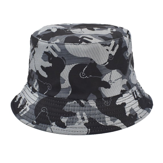ZHENHONG Bucket Hats for Women and Men Fashion Camouflage Travel Basin Hat Outdoor Sun Hat Casual Printed Headwear Black