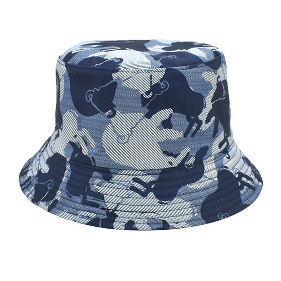 ZHENHONG Bucket Hats for Women and Men Fashion Camouflage Travel Basin Hat Outdoor Sun Hat Casual Printed Headwear Navy