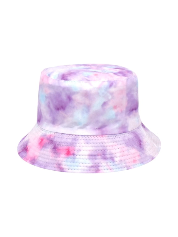 Bucket Hats for Women and Men Tie Dye Double Face Basin Hat Popular Sun Hat Casual Solid Color Headwear Purple
