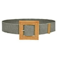 thumbnail image 1 of ZHENHONG Buckle Belt for Women Elastic Woven Casual Summer Belt Stretch Skinny Belt with Wooden Buckle Women's Accessories Belt Green, 1 of 3