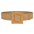 thumbnail image 1 of ZHENHONG Buckle Belt for Women Elastic Woven Casual Summer Belt Stretch Skinny Belt with Wooden Buckle Women's Accessories Belt Yellow, 1 of 3