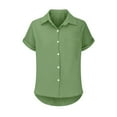 thumbnail image 1 of ZHENHONG Button Down Shirts for Women,Solid Color Batwing Sleeve Button Up Shirt Casual Turn Down Collar Pocket Shirt,Multicolor Women Blouses, 1 of 4