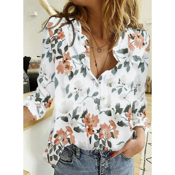 ZHENHONG Button Down Shirts for Women Womens V Neck Roll Up Sleeve Button Down Blouses Tops,White Women Blending Shirts XXXL