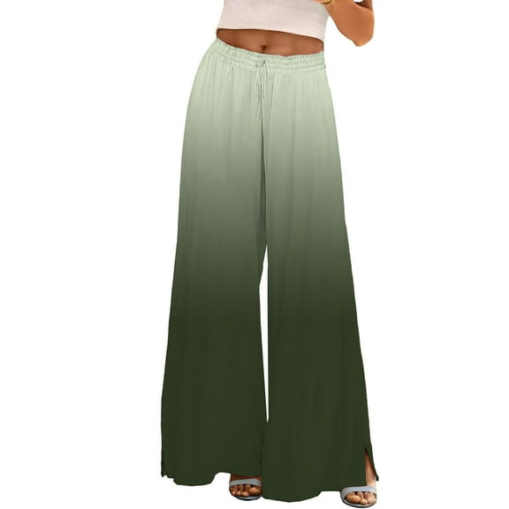 ZHENHONG Casual Pants for Women Womens Wide Leg Palazzo Pants Boho Floral 2025 Summer Beach Culottes Flowy Casual Trousers For Vacation