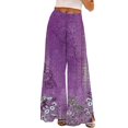 thumbnail image 1 of ZHENHONG Casual Pants for Women Womens Wide Leg Palazzo Pants Boho Floral 2025 Summer Beach Culottes Flowy Casual Trousers For Vacation, 1 of 4