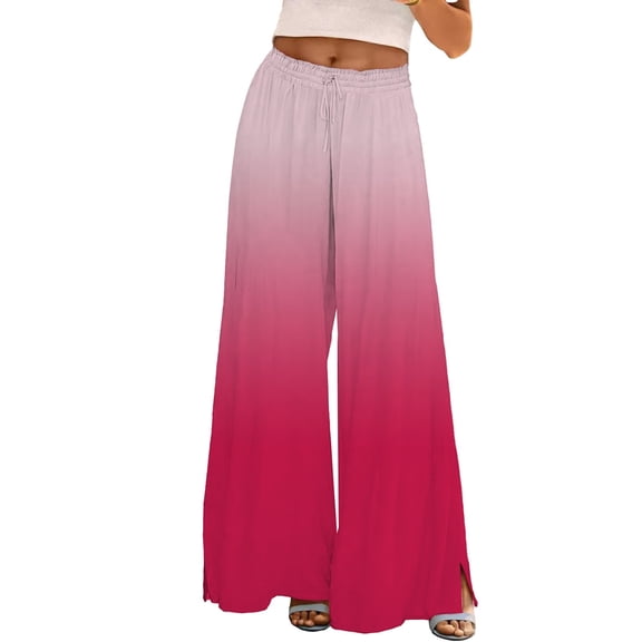 ZHENHONG Casual Pants for Women Womens Wide Leg Palazzo Pants Boho Floral 2025 Summer Beach Culottes Flowy Casual Trousers For Vacation