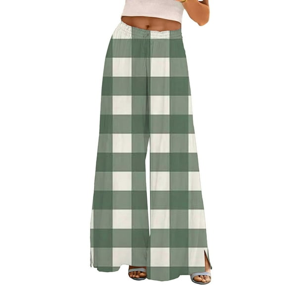 ZHENHONG Casual Pants for Women Womens Wide Leg Palazzo Pants Boho Floral 2025 Summer Beach Culottes Flowy Casual Trousers For Vacation