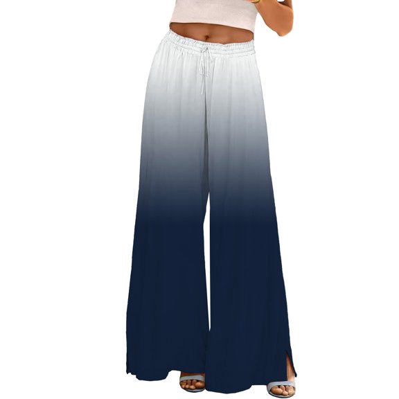 ZHENHONG Casual Pants for Women Womens Wide Leg Palazzo Pants Boho Floral 2025 Summer Beach Culottes Flowy Casual Trousers For Vacation