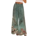 thumbnail image 1 of ZHENHONG Casual Pants for Women Womens Wide Leg Palazzo Pants Boho Floral 2025 Summer Beach Culottes Flowy Casual Trousers For Vacation, 1 of 4