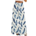 thumbnail image 1 of ZHENHONG Casual Pants for Women Womens Wide Leg Palazzo Pants Boho Floral 2025 Summer Beach Culottes Flowy Casual Trousers For Vacation, 1 of 4