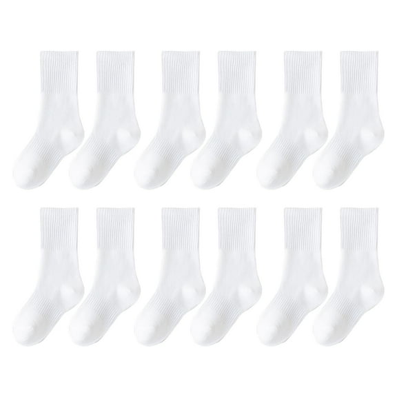 ZHENHONG Casual Socks for Women 6PCS Autumn And Winter White Student Socks Cotton Medium Tube Socks Solid Color Socks