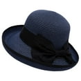 thumbnail image 1 of ZHENHONG Cloche Hats for Women Outdoor Fashion Womens Girls Straw Beach Sun Summer Hat Casual Solid Color Headwear Navy, 1 of 1