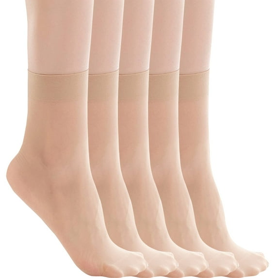 ZHENHONG Compression Socks for Women 5 Pairs Women's Solid Sexy Perspective Socks Breathable Invisible Socks Mid Tube Socks Compression Socks