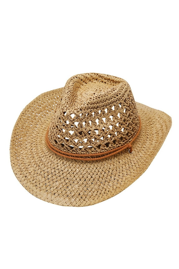 Cowboy Hat for Women and Men Adult Unisex Summer Fashion Sunscreen Straw Cap Beach Casual Hats