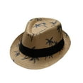 thumbnail image 1 of ZHENHONG Cowboy Hats for Boys Summer Travel Tree Printed Straw Fedora Hat Beach Sun Hat Casual Printed Headwear Khaki, 1 of 1