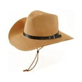 thumbnail image 1 of ZHENHONG Cowboy Hats for Women Leather Belt Decorated Holiday Cowboy Sunhat Elegant Straw Hat Casual SolidHeadwear Khaki, 1 of 2