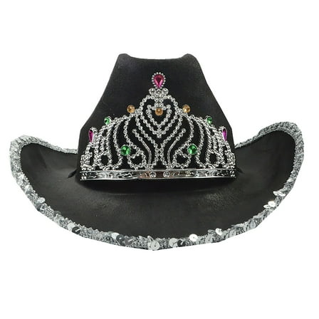 ZHENHONG Cowboy Hats for Women Women's Sequin Crown Cowboy Hat Western Cowboy Hat Sun Hats