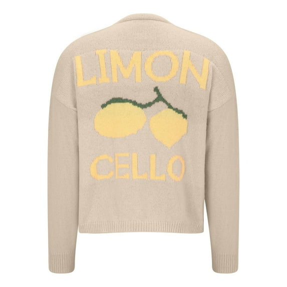 ZHENHONG Crew Cardigans Womens, Women Limon Printed Cardigan Sweater Fall V Neck Button Down Drop Shoulder Knit Sweater Aesthetic OutwearCardigans for Women