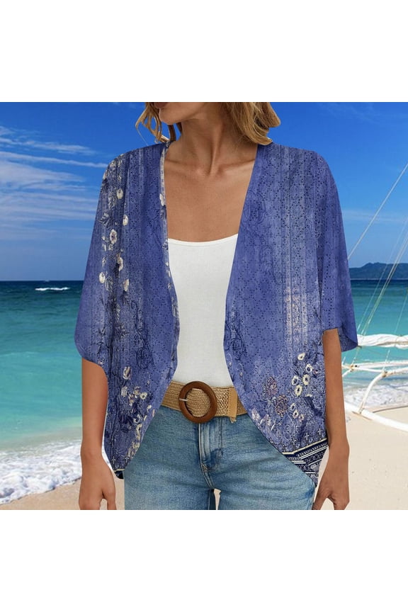 Crew Cardigans Womens, Women's Court Lock Spring And Summer Solid Color Circle Short Sleeved Cardigan Casual Loose TopCardigans for Women