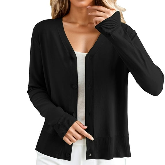 ZHENHONG Crew Cardigans Womens, Women's Long Sleeve Ice Silk Knit With Skirt V Neck CardiganCardigans for Women