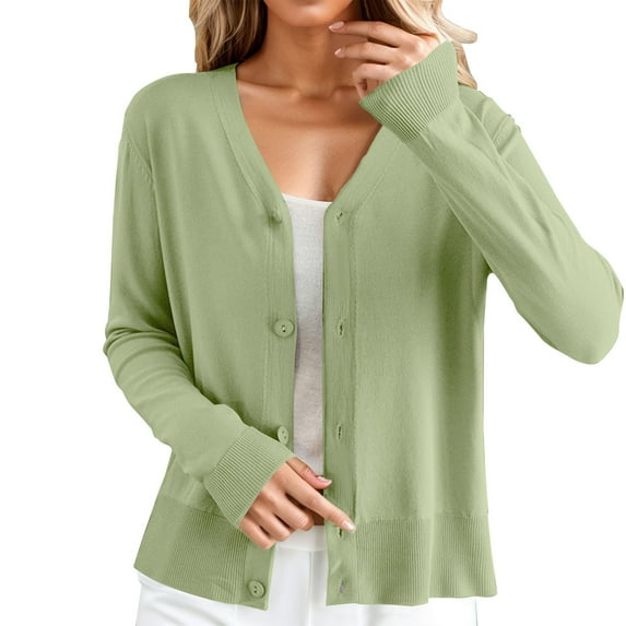 ZHENHONG Crew Cardigans Womens, Women's Long Sleeve Ice Silk Knit With Skirt V Neck CardiganCardigans for Women