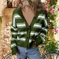 thumbnail image 1 of ZHENHONG Crew Cardigans Womens, Womens Cropped Striped Knit Cardigans Sweaters Trendy Long Sleeve Lightweight Open Front Button OutfitsCardigans for Women, 1 of 6