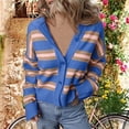 thumbnail image 1 of ZHENHONG Crew Cardigans Womens, Womens Cropped Striped Knit Cardigans Sweaters Trendy Long Sleeve Lightweight Open Front Button OutfitsCardigans for Women, 1 of 8