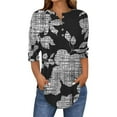 thumbnail image 1 of ZHENHONG Graphic Tees for Women, 2025 Spring Neck Casual Print Tunic T Shirts Three Quarter Length Womens Tops Going Out Summer Tops, 1 of 6